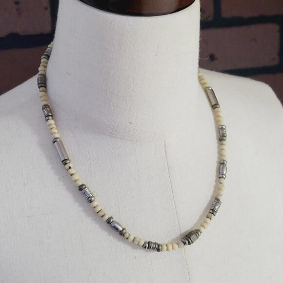 Other - Y2K Vintage Men's Beaded Silver Tone Single Strand Necklace